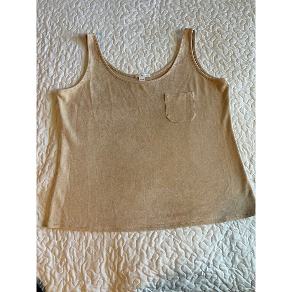 Astars Beige Pocket Tank Top | Soft size large